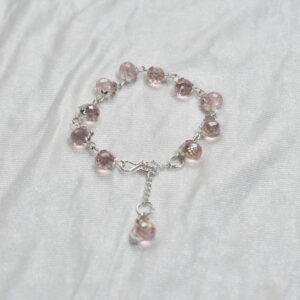 Pink Crystal Silver Chain Bracelet 💗🔗✨