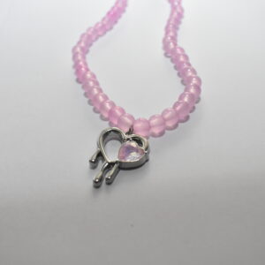 💖 Pink Heart Beaded Necklace 🌸✨