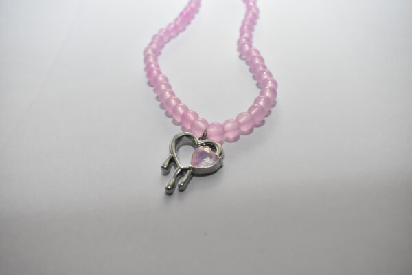 💖 Pink Heart Beaded Necklace 🌸✨